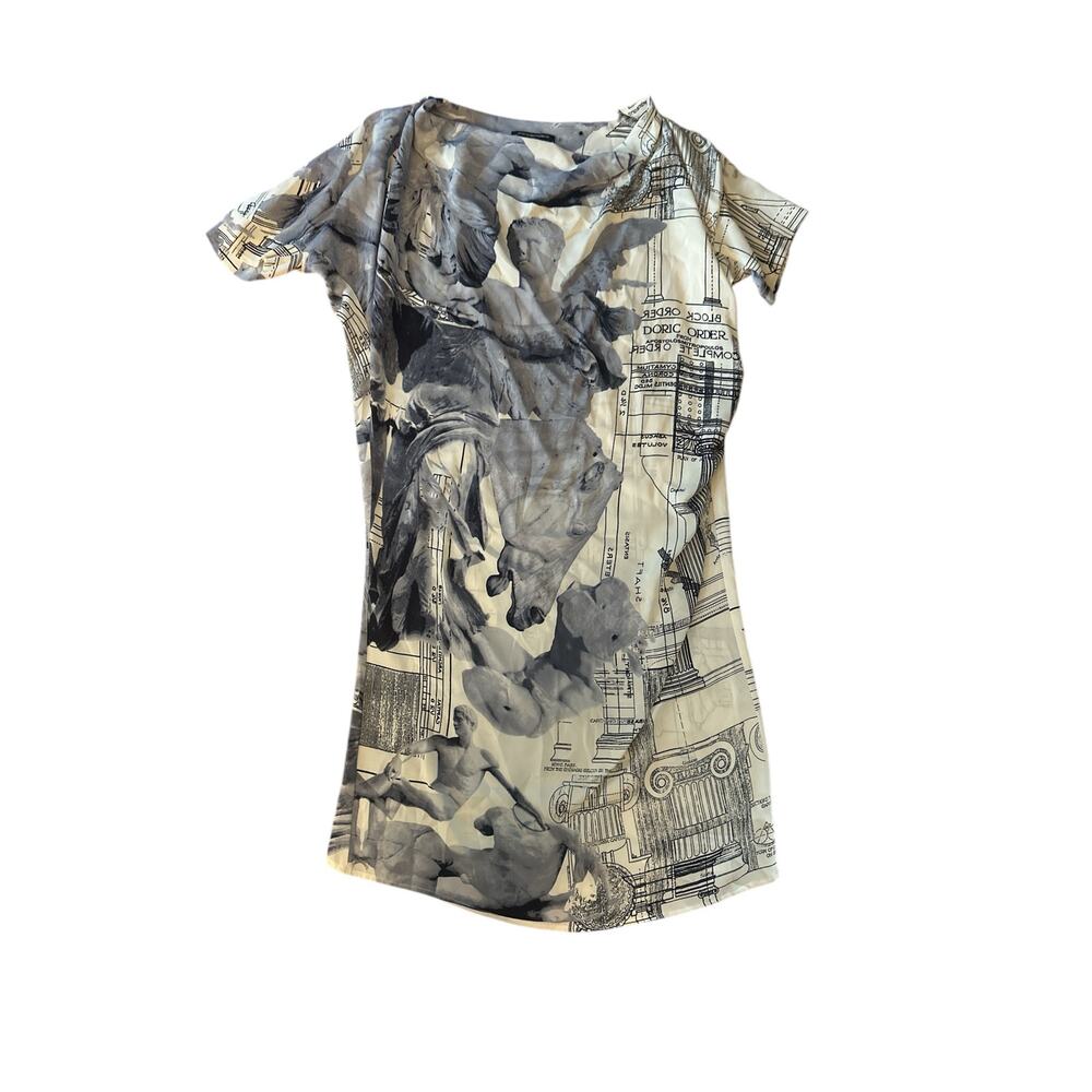 Women S Apostolos Mitropoulos for Underground Gray Silk Dress Graphic Print